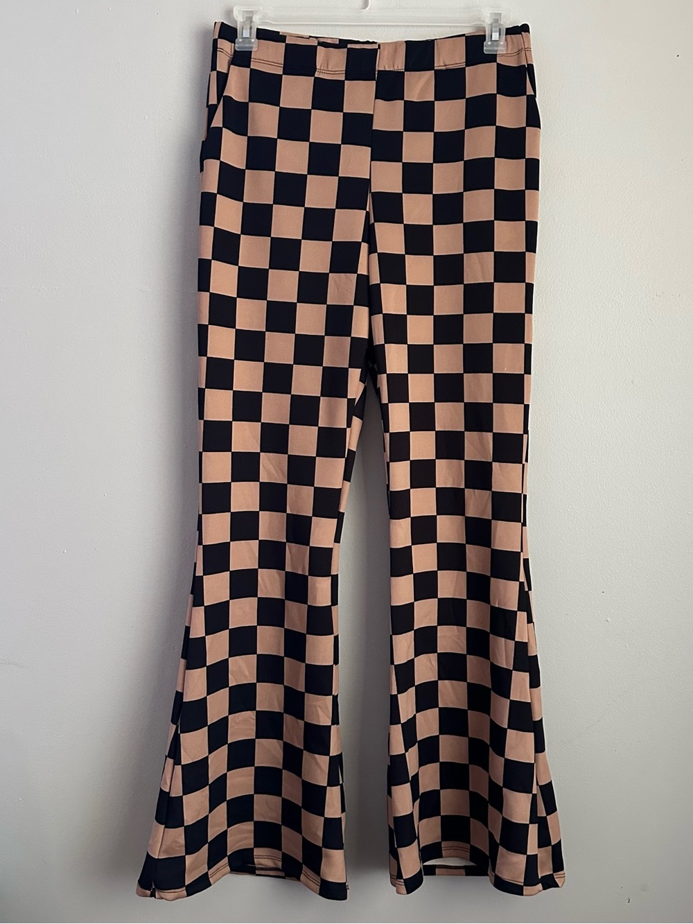 Women's Jade by Jane 1X Checkerboard Flare Pants stretchy yoga boutique 1xl